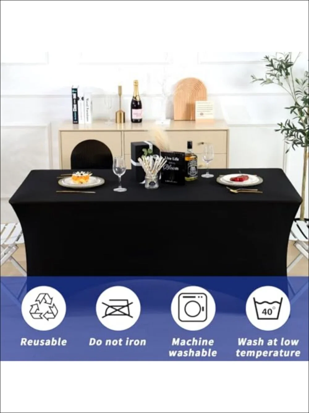 Spandex Fitted Table Cover 8FT Rectangle Stretch Tablecloth